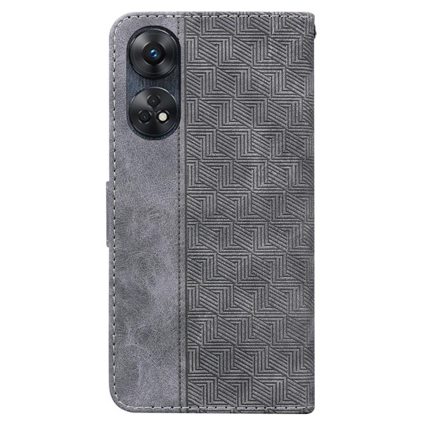For OPPO Reno8 T  4G Geometric Embossed Leatherette Phone Case(Grey)