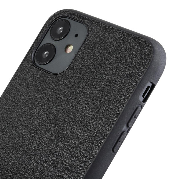 Bead Texture Genuine Leatherette Protective Case - iPhone 12 / 12 Pro(Black)