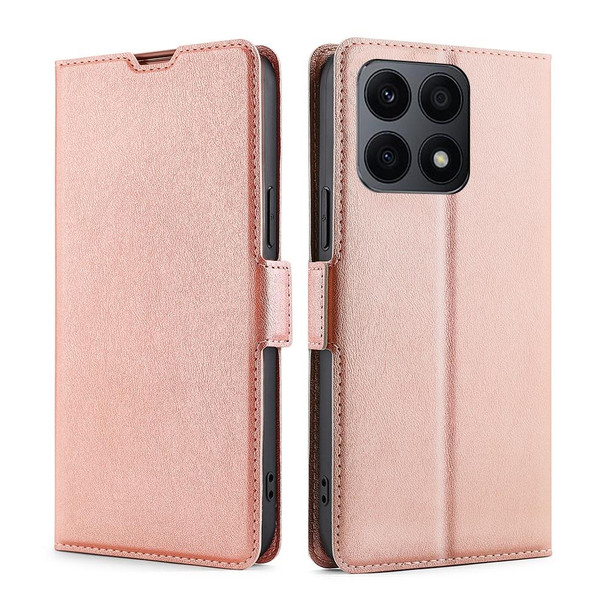 For Honor X8A Ultra-thin Voltage Side Buckle Horizontal Flip Leatherette Phone Case(Rose Gold)