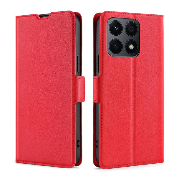 For Honor X8A Ultra-thin Voltage Side Buckle Horizontal Flip Leatherette Phone Case(Red)