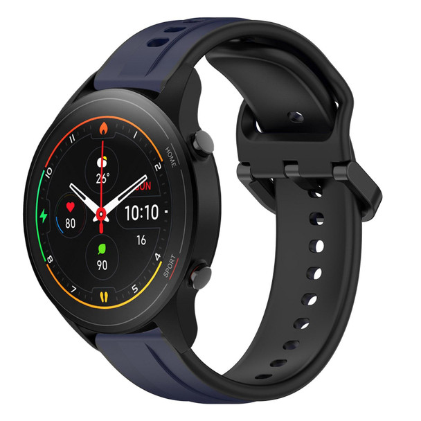 For Xiaomi MI Watch S1 Pro 22mm Convex Loop Two-Color Silicone Watch Band(Midnight Blue+Black)