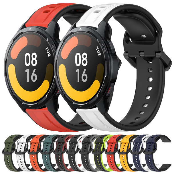 For Xiaomi Watch S1 Active 22mm Convex Loop Two-Color Silicone Watch Band(Black+Red)