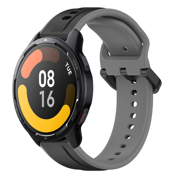 For Xiaomi Watch S1 Active 22mm Convex Loop Two-Color Silicone Watch Band(Black+Grey)