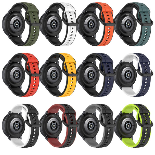 For Xiaomi Watch S1 Active 22mm Convex Loop Two-Color Silicone Watch Band(Olive Green + Black)