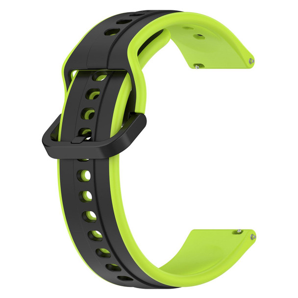 For  Xiaomi Haylou RS4 LS12 22mm Convex Loop Two-Color Silicone Watch Band(Black+Lime)