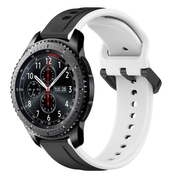 For Samsung Gear S3 Frontier 22mm Convex Loop Two-Color Silicone Watch Band(Black+White)