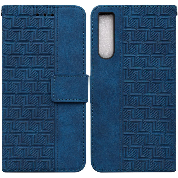 For Sony Xperia 10 IV 2023 Geometric Embossed Leatherette Phone Case(Blue)