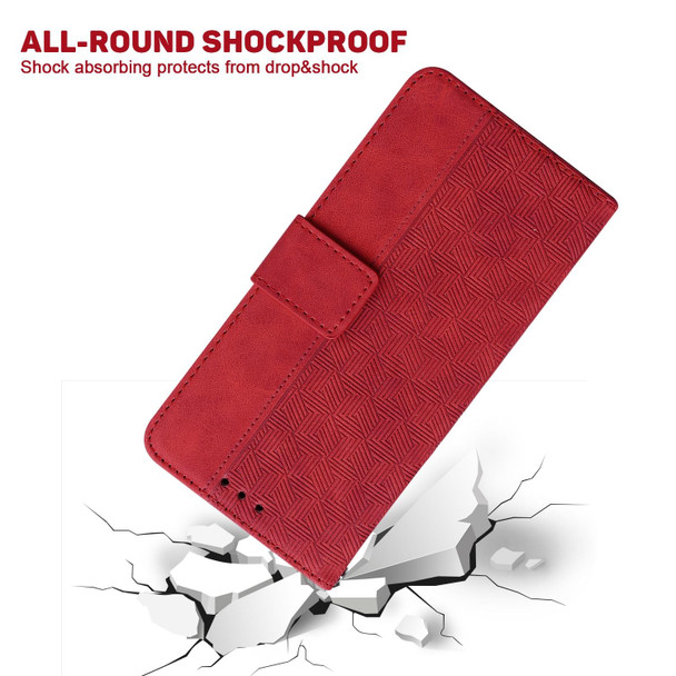 For OPPO Reno8 T  4G Geometric Embossed Leatherette Phone Case(Red)