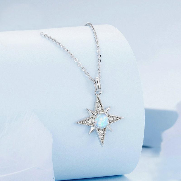 BSN300 Sterling Silver S925 Star Sun Plated Platinum Opal Necklace