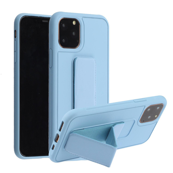 Shockproof PC + TPU Protective Case with Wristband & Holder - iPhone 12 Pro Max(Light Blue)