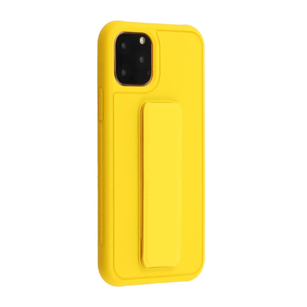 Shockproof PC + TPU Protective Case with Wristband & Holder - iPhone 12 / 12 Pro(Yellow)