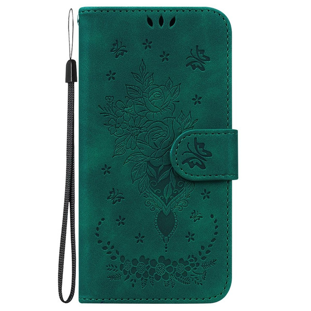 For Sony Xperia 1 IV 2023 Butterfly Rose Embossed Leatherette Phone Case(Green)