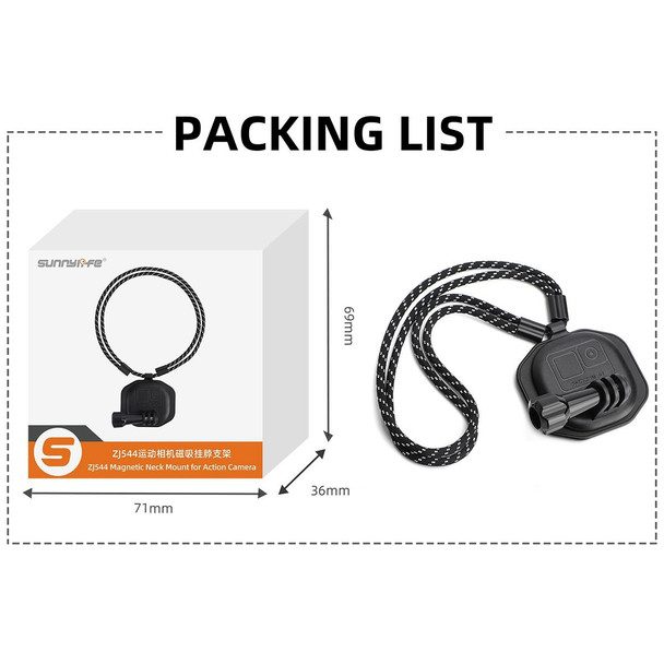 Sunnylife ZJ554 Magnetic Wearable Neck Phone Action Camera  Holder (Black)