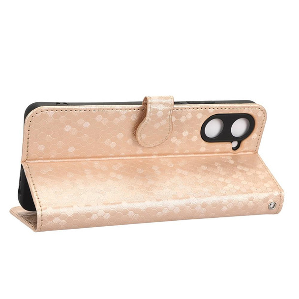 For Realme 10 4G Honeycomb Dot Texture Leatherette Phone Case(Gold)