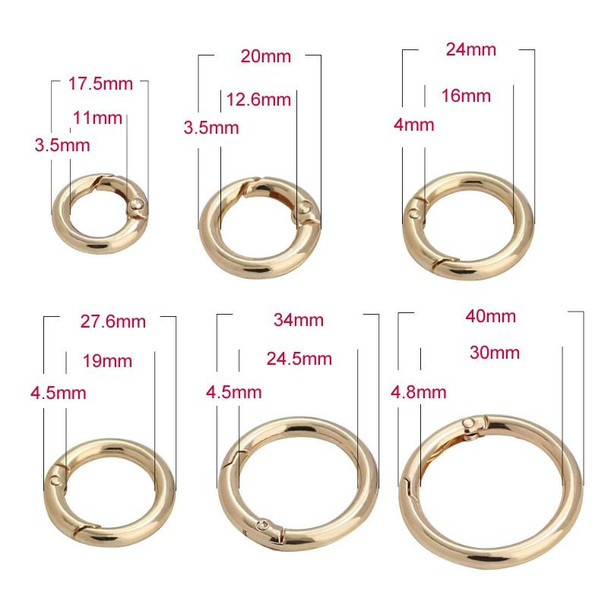 20pcs Zinc Alloy Spring Ring Metal Open Bag Webbing Keychain, Specification: 1 inch Silver