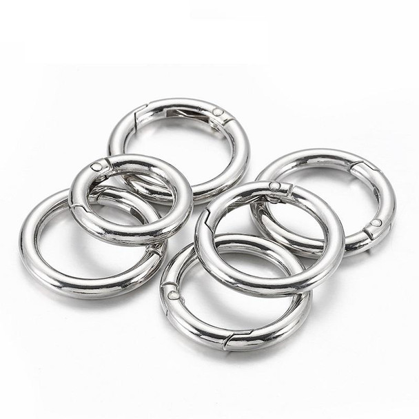 20pcs Zinc Alloy Spring Ring Metal Open Bag Webbing Keychain, Specification: 1 inch Silver