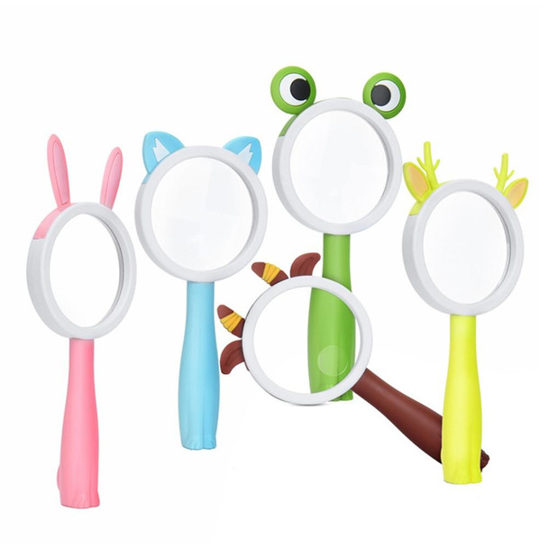 2275 5X/10X Cartoon Animal Handheld Children Science Experiment Magnifying Glass(Coffee Calf)