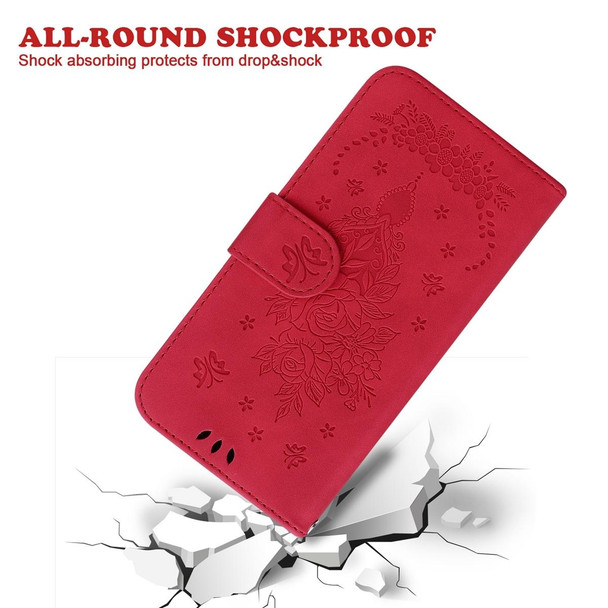 For OPPO Reno8 T 5G / A1 Pro 5G Butterfly Rose Embossed Leatherette Phone Case(Red)