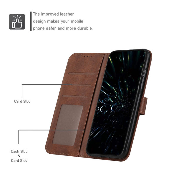 For Motorola Moto G53 5G/G13 4G/G23 4G Stitching Calf Texture Buckle Leatherette Phone Case(Brown)
