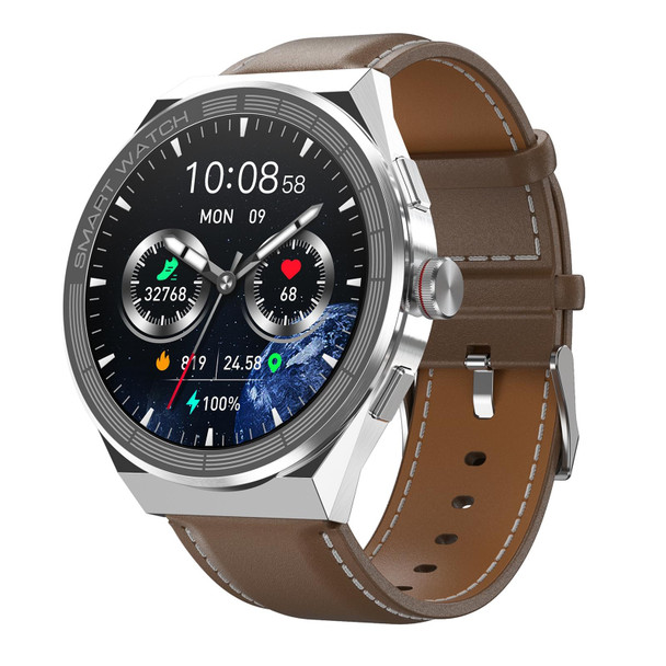 BM01 1.45 inch Leatherette Band IP68 Waterproof Smart Watch Support Bluetooth Call / NFC(Silver)