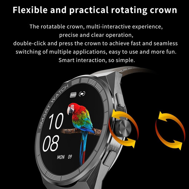 BM01 1.45 inch Steel Band IP68 Waterproof Smart Watch Support Bluetooth Call / NFC(Black)