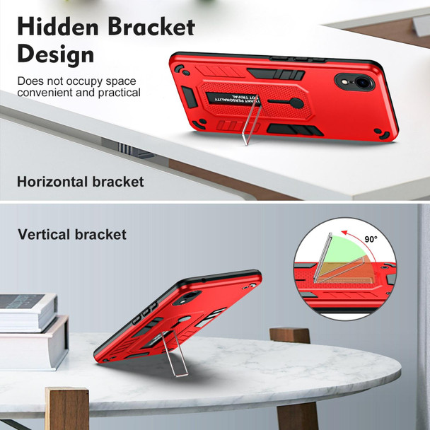 For iPhone XR Variety Brave Armor Finger Loop Holder Phone Case(Red)