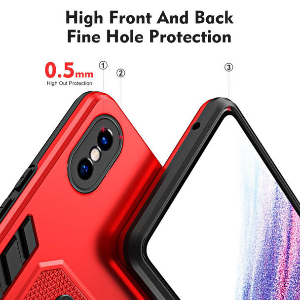 For iPhone X / XS Variety Brave Armor Finger Loop Holder Phone Case(Red)