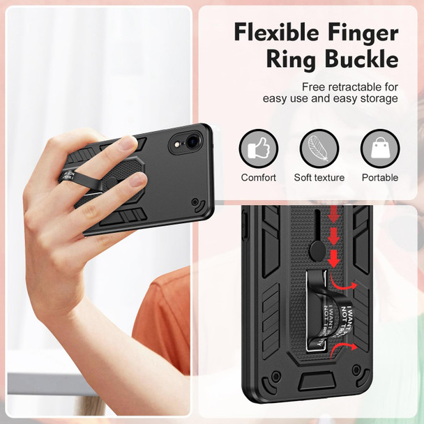 For iPhone XR Variety Brave Armor Finger Loop Holder Phone Case(Black)