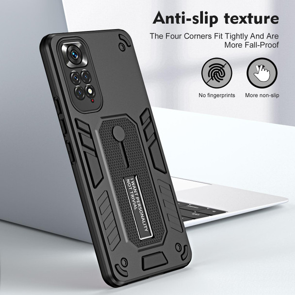 For Xiaomi Redmi Note 11 4G 2022 / 11S Variety Brave Armor Finger Loop Holder Phone Case(Black)