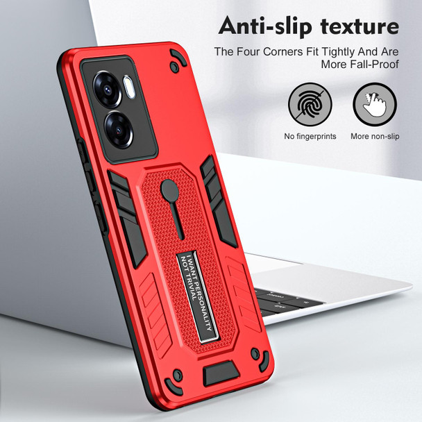For OPPO A57 4G / A77s / A77 4G Variety Brave Armor Finger Loop Holder Phone Case(Red)