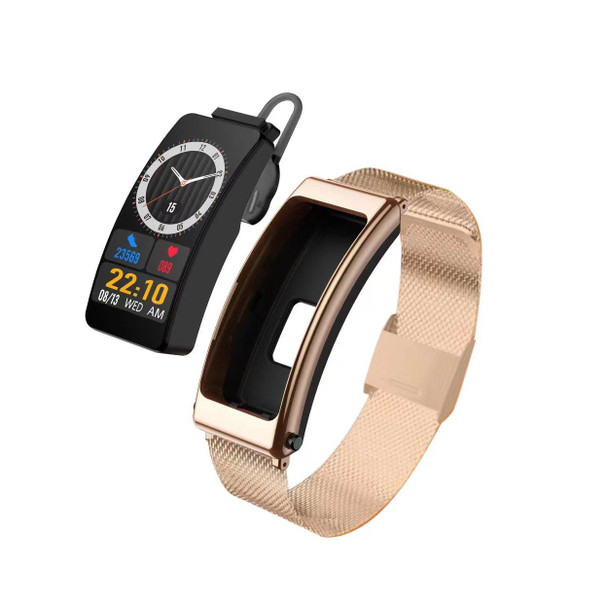 K13 1.14 inch Steel Band Earphone Detachable Smart Watch Support Bluetooth Call(Gold)