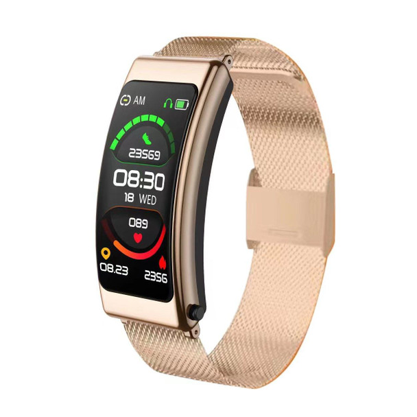 K13 1.14 inch Steel Band Earphone Detachable Smart Watch Support Bluetooth Call(Gold)