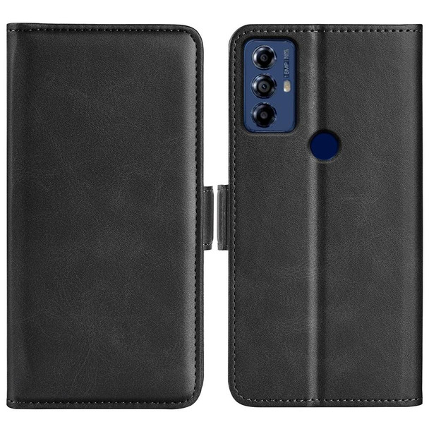 For Motolora Moto G Play 2023 Dual-side Magnetic Buckle Horizontal Flip Leatherette Phone Case(Black)