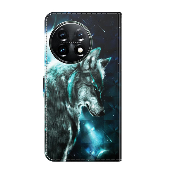 For OnePlus 11 3D Painting Pattern TPU + PU Leatherette Phone Case(Wolf)