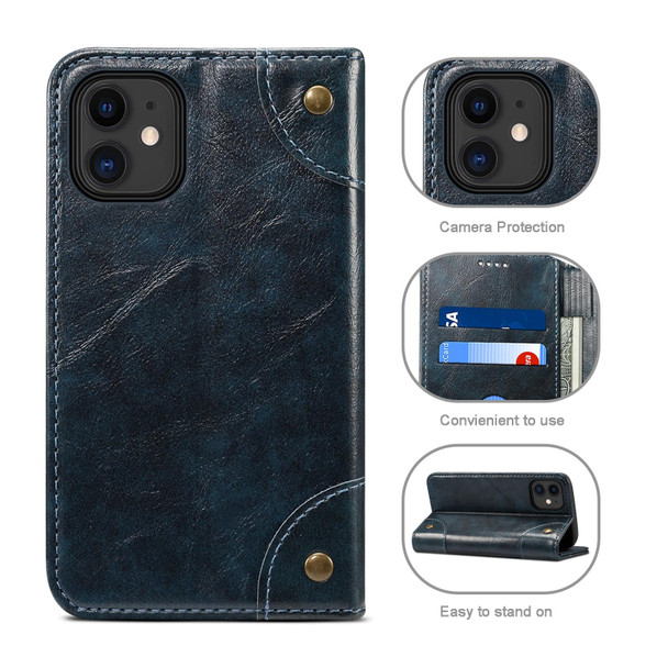 Baroque Simple Horizontal Flip Leatherette Case with Holder & Card Slots & Wallet - iPhone 12 Pro Max(Blue)