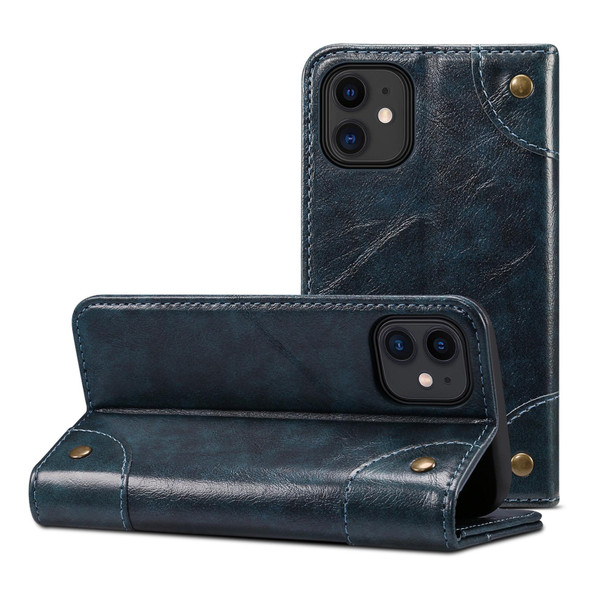 Baroque Simple Horizontal Flip Leatherette Case with Holder & Card Slots & Wallet - iPhone 12 / 12 Pro(Blue)
