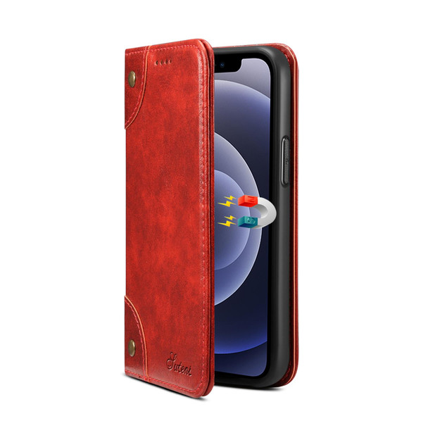 Baroque Simple Horizontal Flip Leatherette Case with Holder & Card Slots & Wallet - iPhone 12 / 12 Pro(Red)