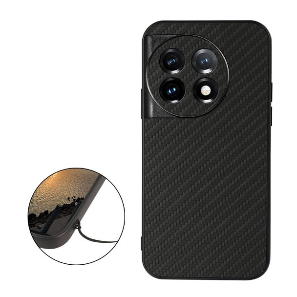 For OnePlus 11 5G Accurate Hole Carbon Fiber Texture PU Phone Case(Black)