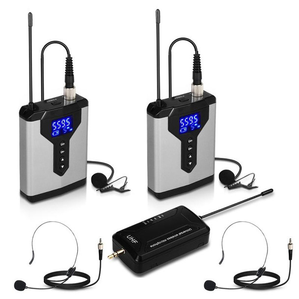 Q6 1 Drag 2 Wireless Lavalier Head Wear USB Computer Recording Microphone Live Phone SLR Lavalier Microphone