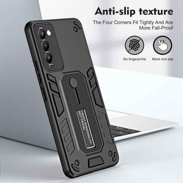 For Tecno Camon 18P Variety Brave Armor Finger Loop Holder Phone Case(Black)