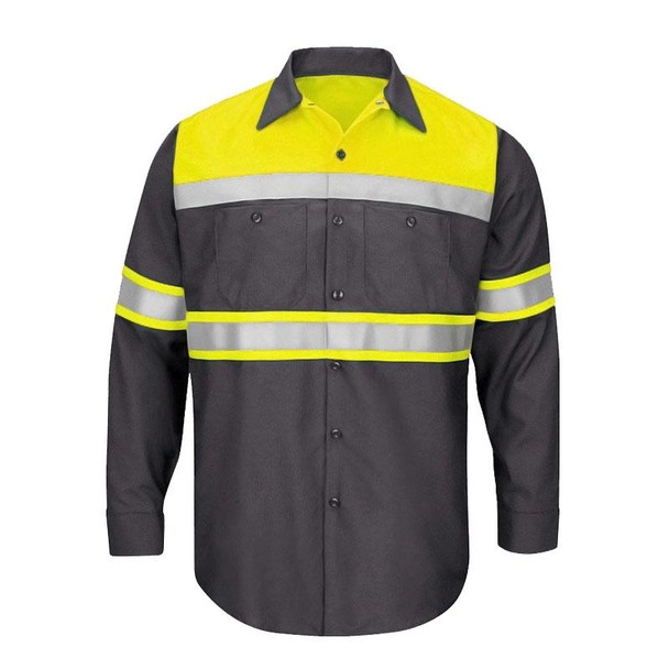 Pure Cotton Long-sleeved Reflective Clothes Overalls Work Clothes, Size: XXXL(Yellow+Gray Top)