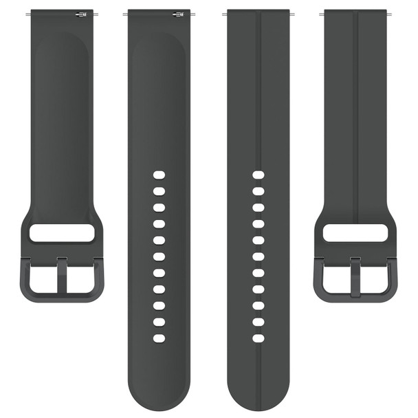 22mm Universal Flat Head Groove Silicone Watch Band(Dark Grey)