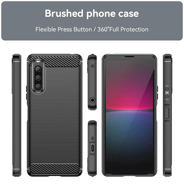 For Sony Xperia 10 V Brushed Texture Carbon Fiber TPU Phone Case(Black)