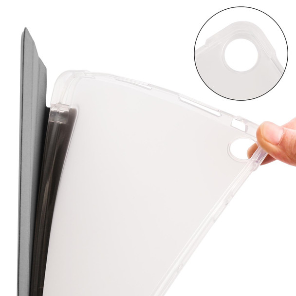 For Huawei MatePad SE 3-folding Transparent TPU Smart Leatherette Tablet Case with Pen Slot(Grey)