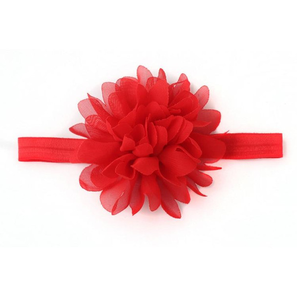 Baby Girl Elastic Hairband Children Hair Wear Flower Headband(Red)