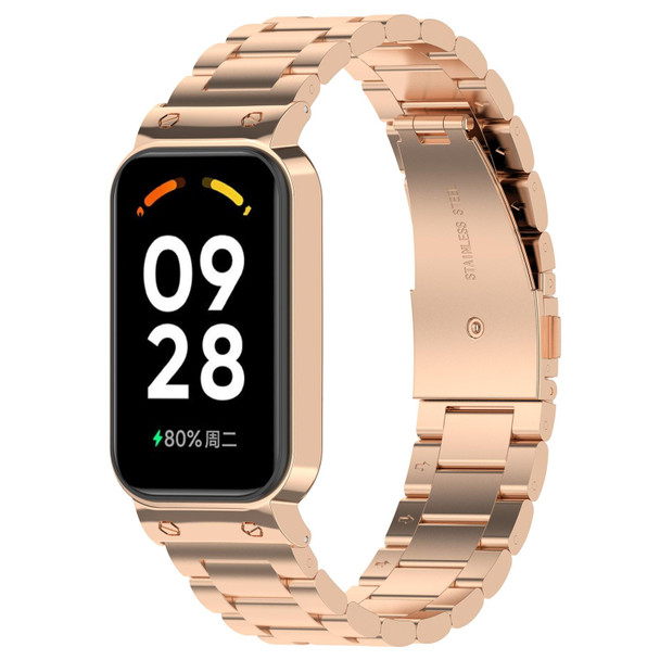 For Redmi Band 2 Three-bead Steel Watch Band(Rose Gold)