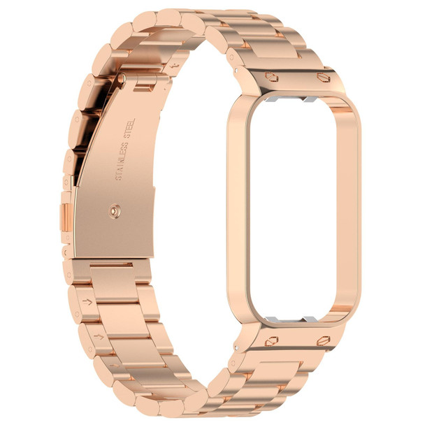 For Redmi Band 2 Three-bead Steel Watch Band(Rose Gold)