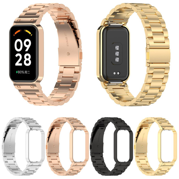 For Redmi Band 2 Three-bead Steel Watch Band(Rose Gold)