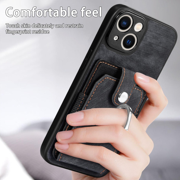 For iPhone X / XS Retro Skin-feel Ring Card Wallet Phone Case(Black)