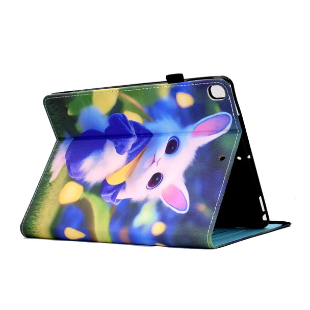 Colored Drawing Stitching Elastic Band Leatherette Smart Tablet Case For iPad 10.2 2020 / 2019 / 10.5 2019(Cute Rabbit)